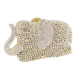 8323 Elephant Clutch Purse Animal Rhinestone Evening Handbags Bridal Party